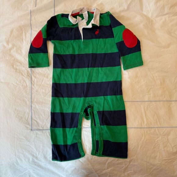 The Beaufort Bonnet Company Green Corduroy Overalls and Rugby Romper 6-12 month - Picture 3 of 7